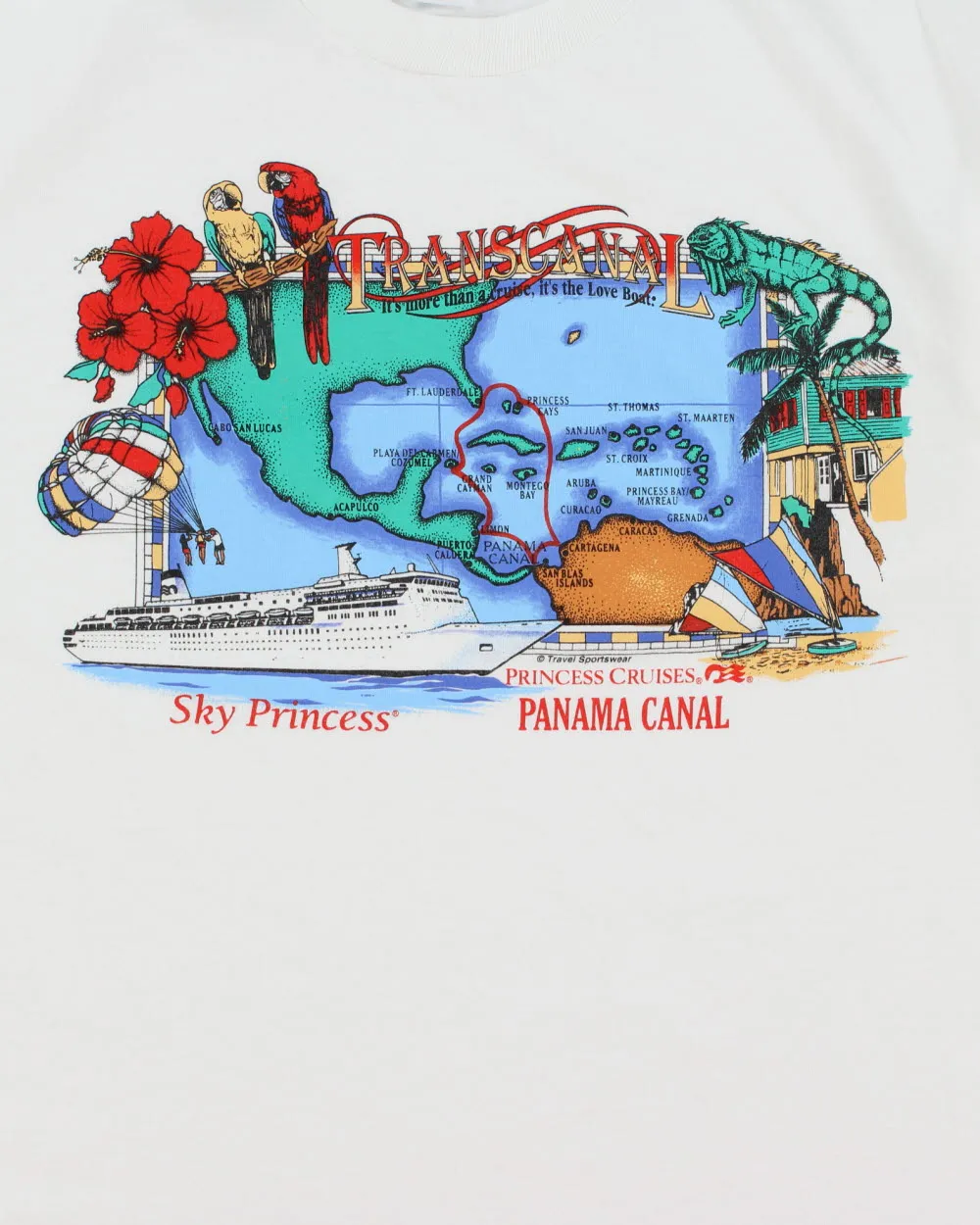 Vintage 1996 Sky Princess Transcanal Princess Cruises Heavyweight Jerzees Made In USA Crewneck T-Shirt - L sold by Rokit product image thumbnail 4