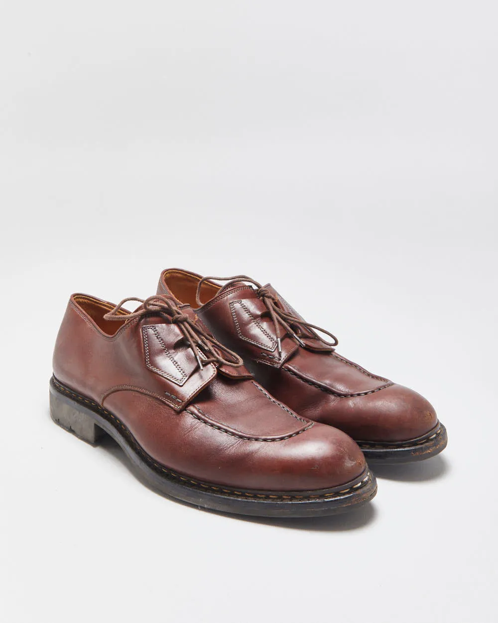 Heschung Chestnut Brown Norwegian Leather Sumac Derbies - UK10 sold by Rokit