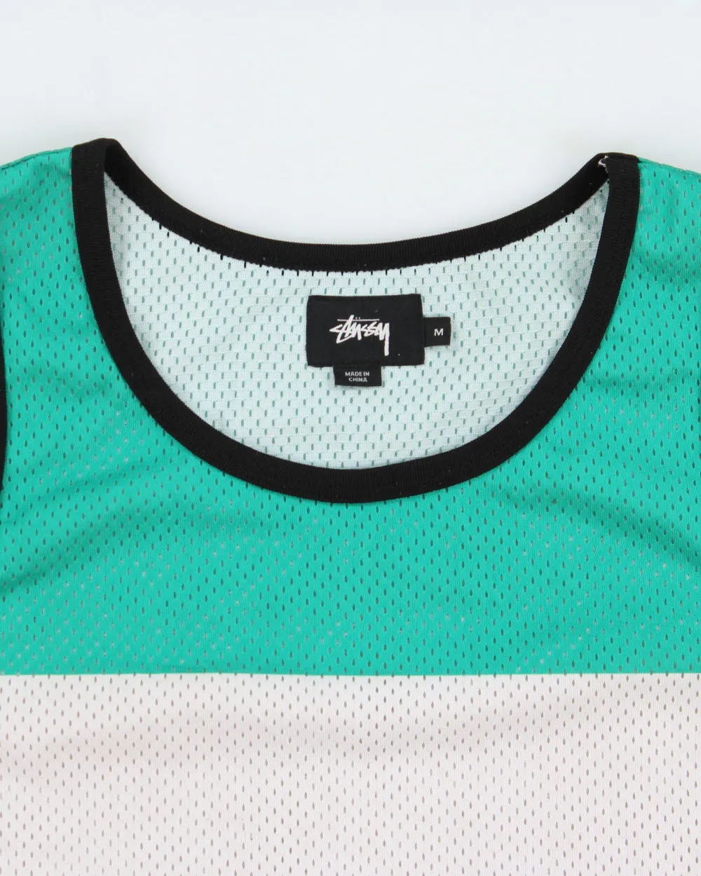 Vintage Stussy International Striped Colourblock Mesh Basketball Jersey - M sold by Rokit product image thumbnail 5