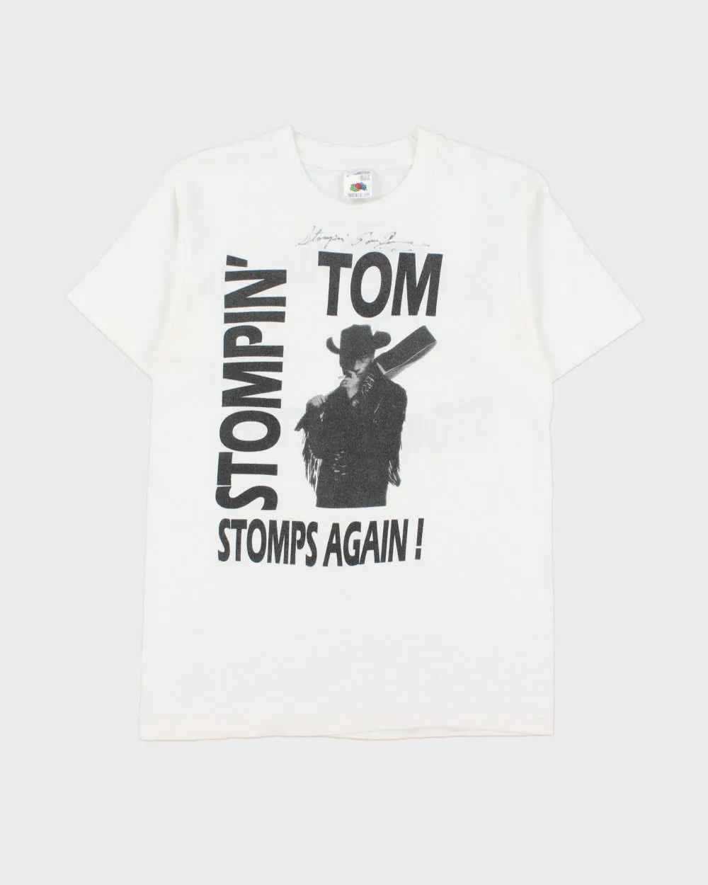 Vintage 1995 Stompin Tom Connors Signed Country Folk Music Heavyweight Single Stitch Made In Canada Crewneck T-Shirt - M sold by Rokit