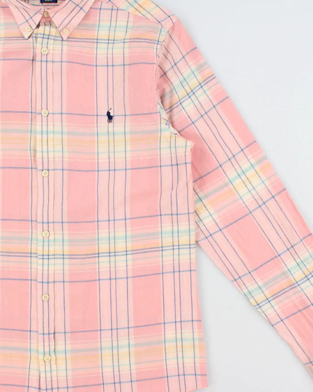 Vintage Ralph Lauren Linen Slim Fit Checked Long Sleeve Shirt - L sold by Rokit product image thumbnail 3