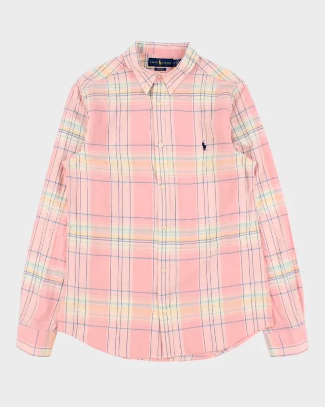 Vintage Ralph Lauren Linen Slim Fit Checked Long Sleeve Shirt - L made by Ralph Lauren