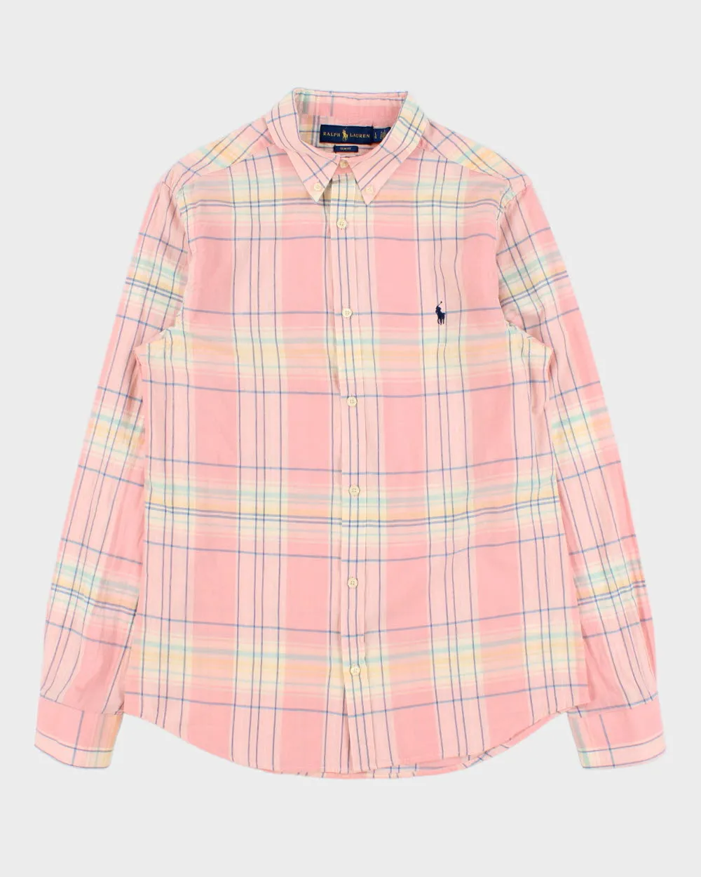 Vintage Ralph Lauren Linen Slim Fit Checked Long Sleeve Shirt - L sold by Rokit