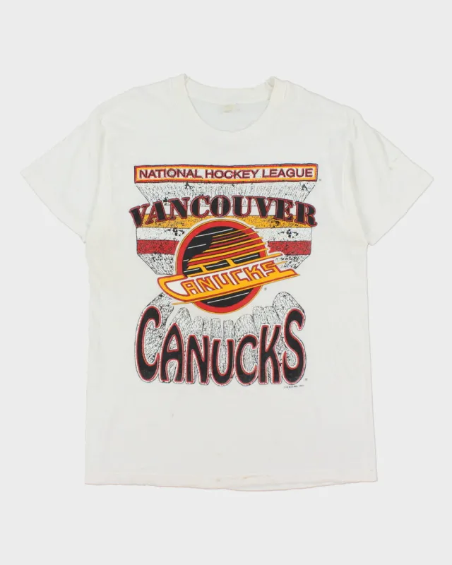 Vintage 1993 Vancouver Canucks NHL Screen Stars Made In USA Single Stitch Crewneck T-Shirt - XL made by Rokit