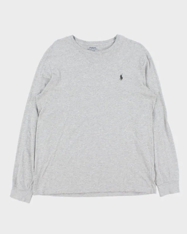 Vintage Polo Ralph Lauren Marl Grey Long Sleeve Crewneck T-Shirt - M made by Ralph Lauren
