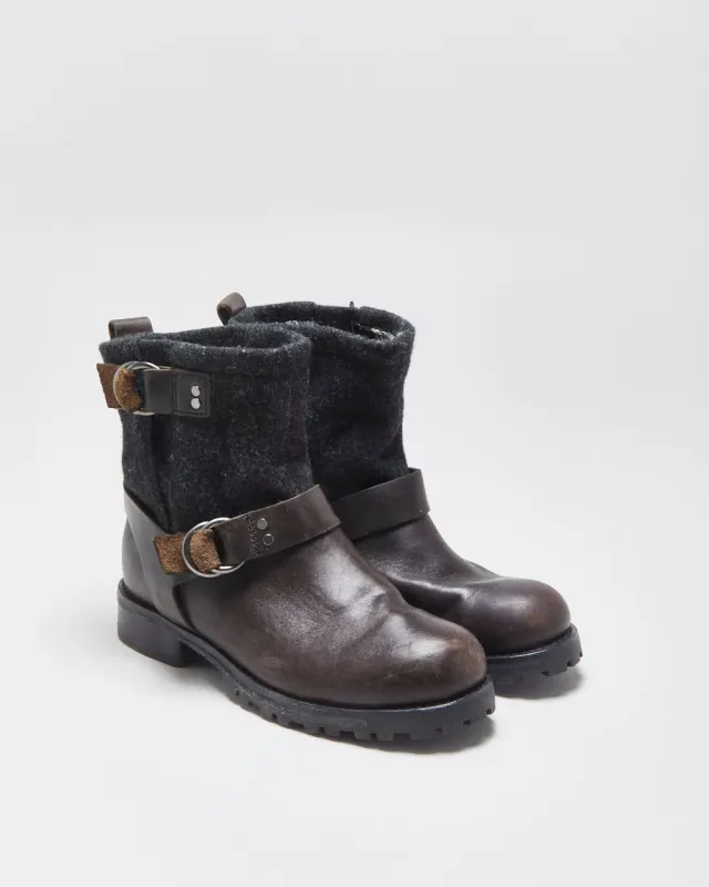 Woolrich Baltimore Leather & Wool Buckle Boots - UK4.5 made by Woolrich
