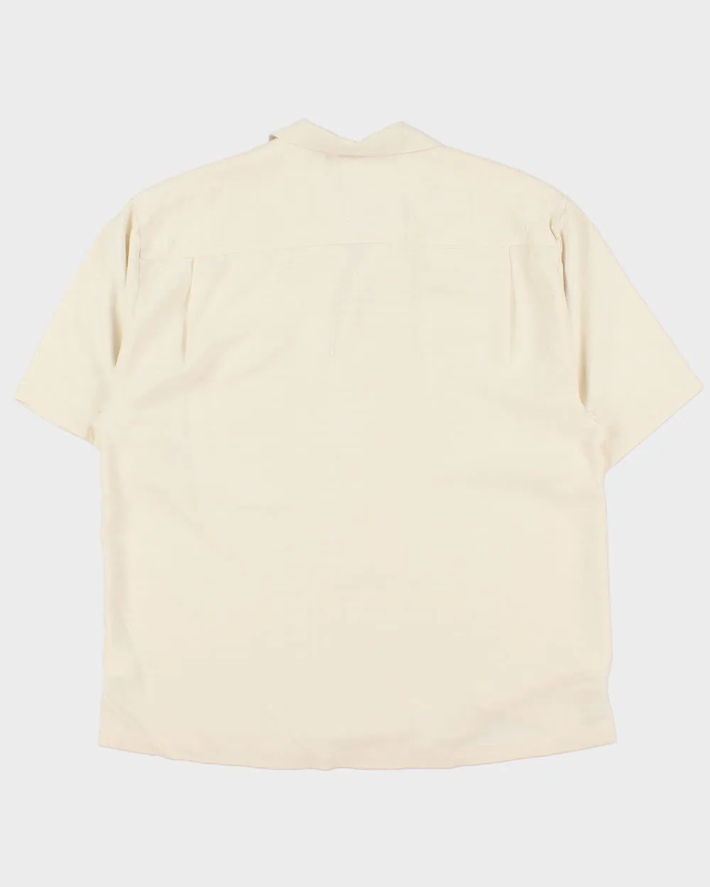 Vintage Y2K 00s Tommy Bahama Cream Silk Embroidered Grid Check Hawaiian Shirt - XL sold by Rokit product image thumbnail 2