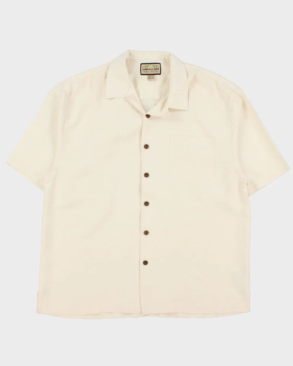 Vintage Y2K 00s Tommy Bahama Cream Silk Embroidered Grid Check Hawaiian Shirt - XL sold by Rokit