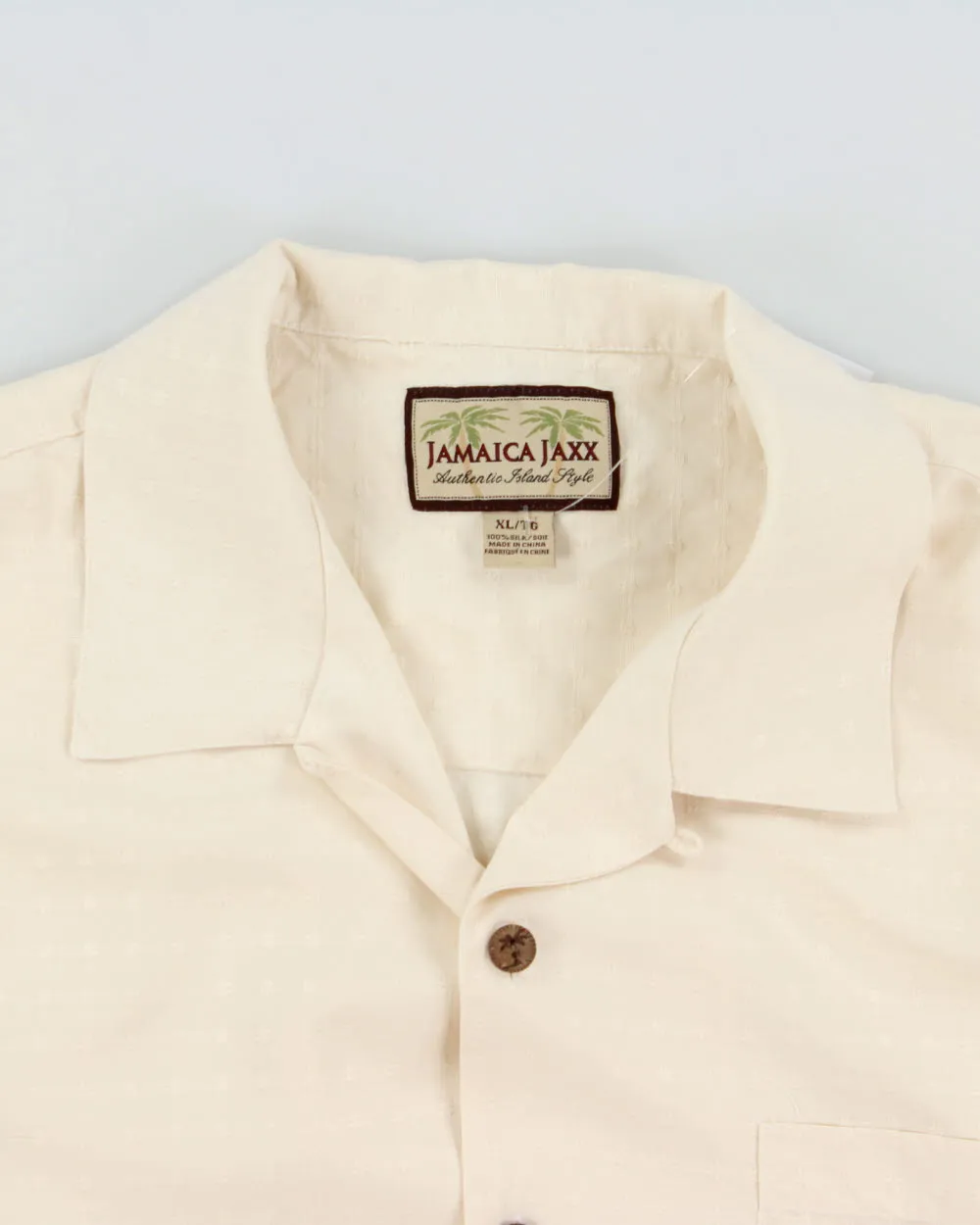 Vintage Y2K 00s Tommy Bahama Cream Silk Embroidered Grid Check Hawaiian Shirt - XL sold by Rokit product image thumbnail 3