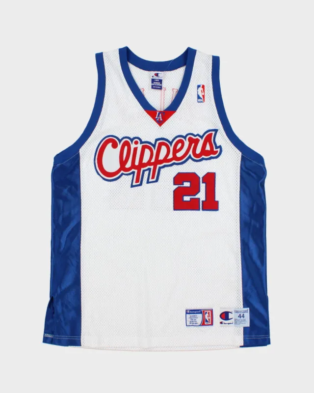 Vintage 2000-01 Champion LA Clippers Darius Miles #21 NBA Stitched Mesh Home Jersey - L made by Rokit