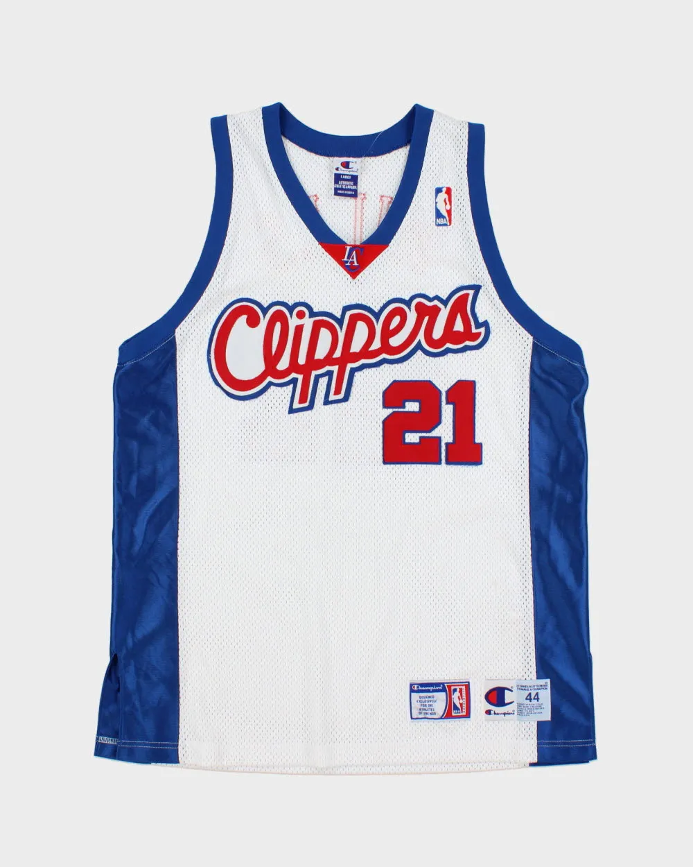 Vintage 2000-01 Champion LA Clippers Darius Miles #21 NBA Stitched Mesh Home Jersey - L sold by Rokit
