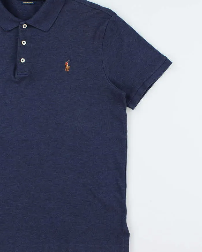 Vintage Polo Ralph Lauren Navy Marl Custom Slim Fit Short Sleeve Polo Shirt - L sold by Rokit product image thumbnail 3