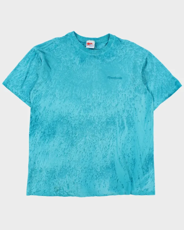 Vintage 1991 Reebok Aqua Tie-Dye Heavyweight Single Stitch Made In Canada Crewneck T-Shirt - L made by Reebok