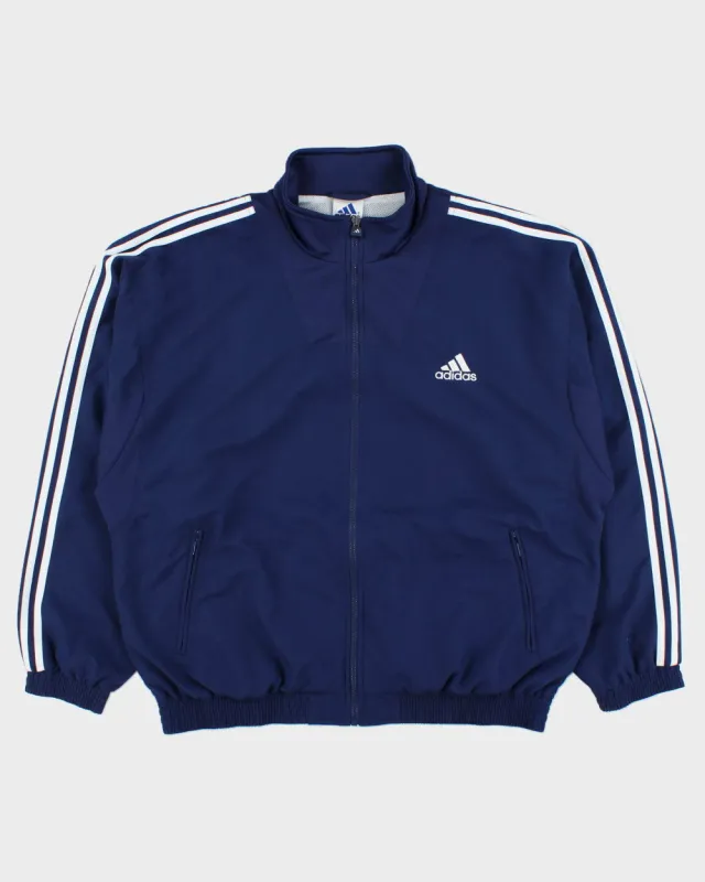 Vintage 1990s Adidas Navy 3-Stripe Shell Windbreaker Jacket - XL made by Adidas
