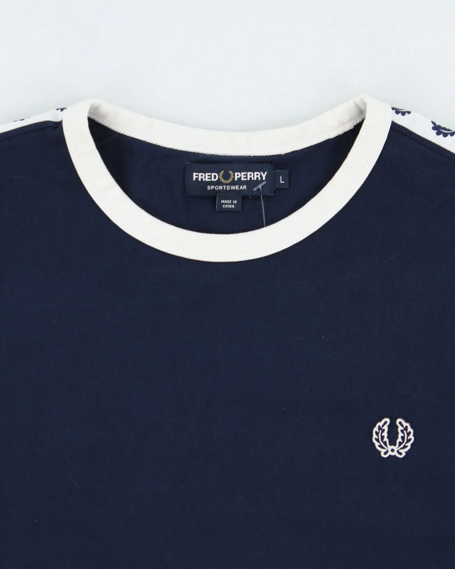 Vintage Fred Perry Navy Taped Classic Crewneck Ringer T-Shirt - L sold by Rokit product image thumbnail 5