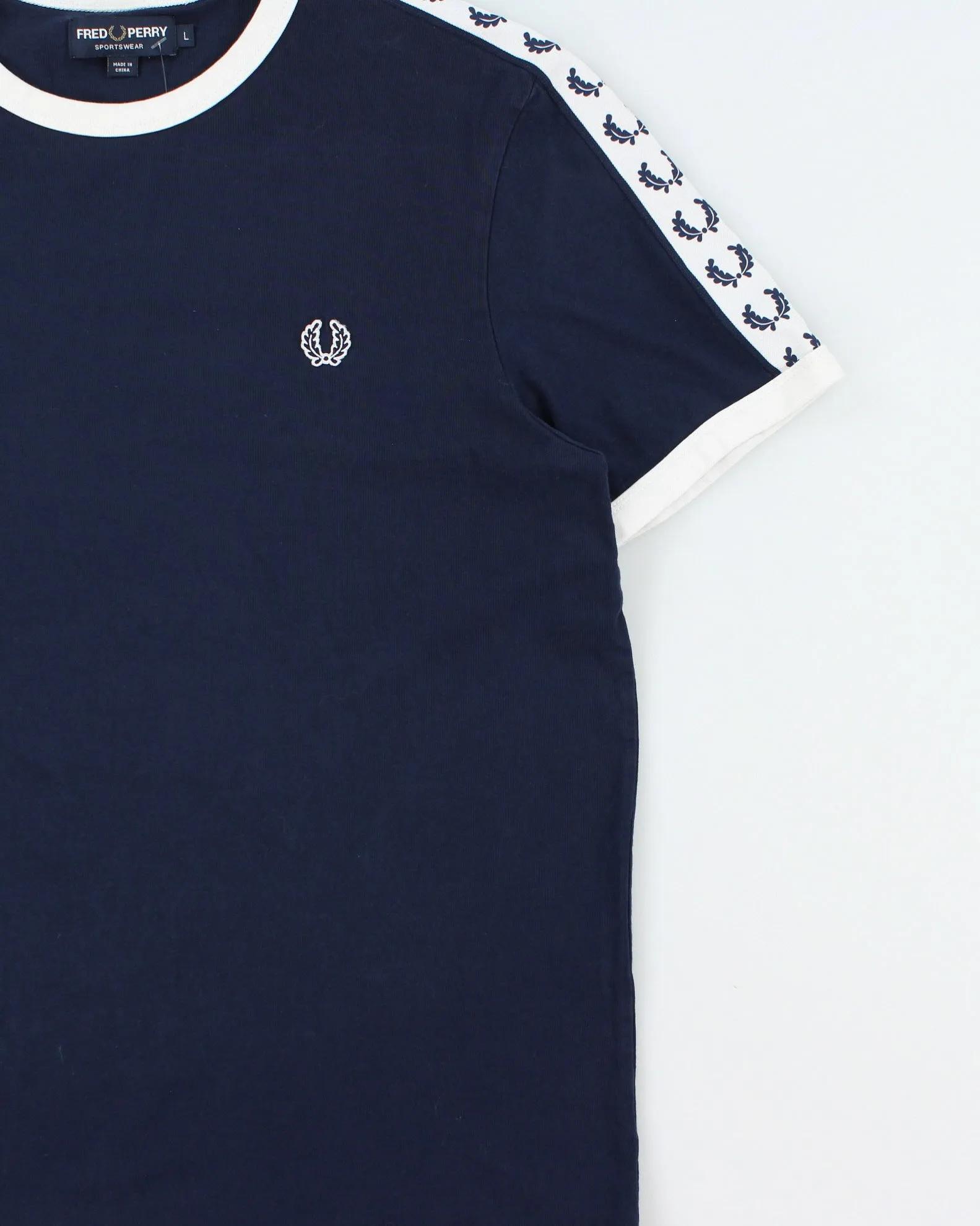 Vintage Fred Perry Navy Taped Classic Crewneck Ringer T-Shirt - L sold by Rokit product image thumbnail 3