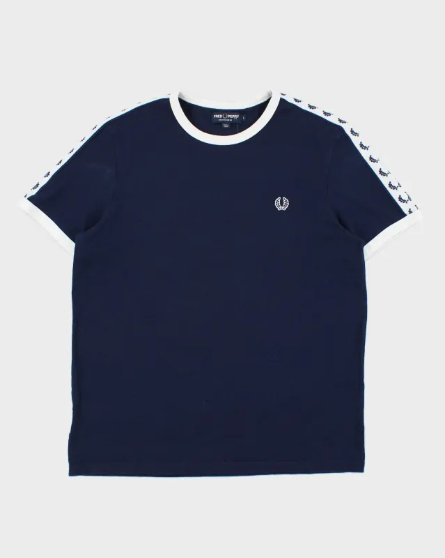 Vintage Fred Perry Navy Taped Classic Crewneck Ringer T-Shirt - L made by Fred Perry
