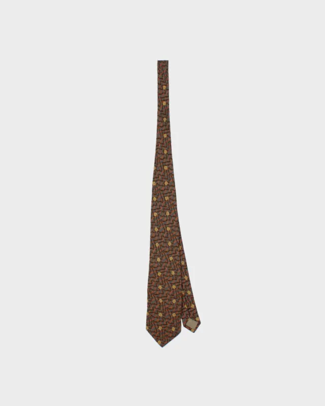 Vintage 1980s Giorgio Armani Floral Pattern Striped Silk Tie made by Giorgio Armani