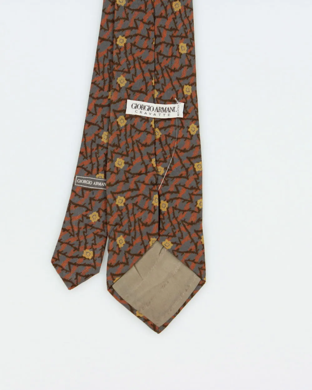 Vintage 1980s Giorgio Armani Floral Pattern Striped Silk Tie sold by Rokit product image thumbnail 3