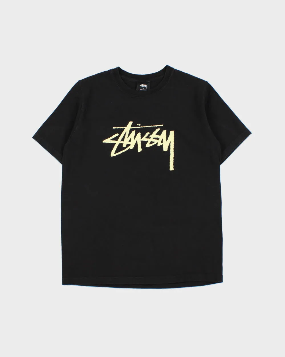 Vintage Stussy Heavyweight Speckled Stock Logo Crewneck T-Shirt - S sold by Rokit