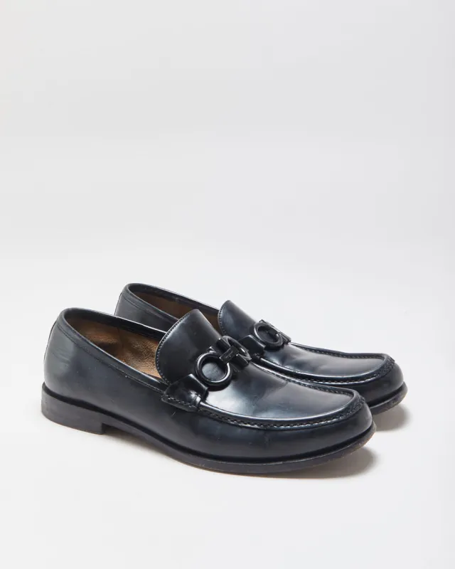 Salvatore Ferragamo Black Gancini Leather Buckle Loafers - UK7.5 made by Salvatore Ferragamo