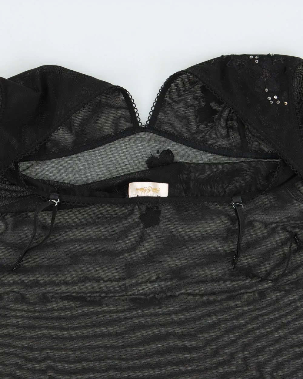 Vintage 1990s Silk & Satin Embroidered Mesh Slip Dress - M sold by Rokit product image thumbnail 5