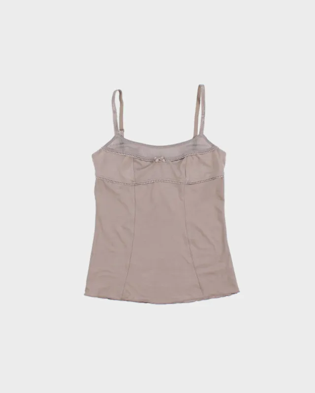 Vintage Y2K 2000s Benetton Slinky Mesh Back Cami Top - S made by United Colors Of Benetton