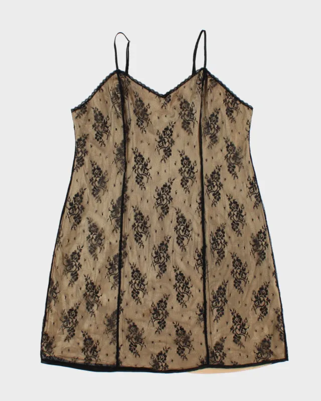 Vintage 1990s Gloria Vanderbilt Lace Overlay Slip Dress - L made by Rokit