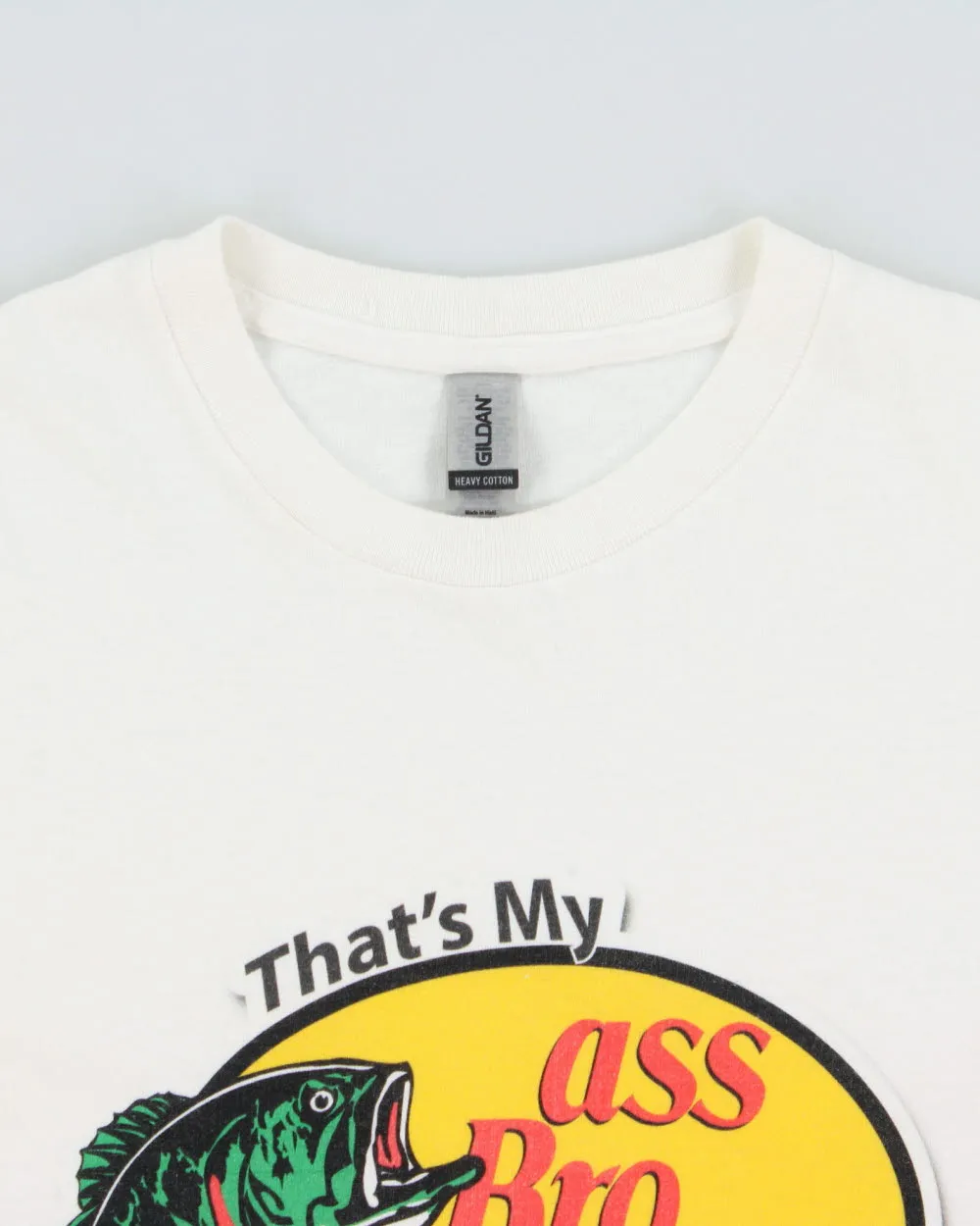 Vintage Bass Pro Shop Novelty Heavyweight Gildan Crewneck T-Shirt - XXL sold by Rokit product image thumbnail 5
