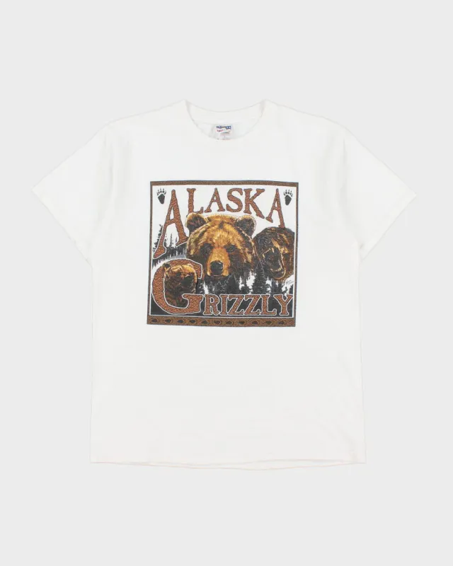 Vintage Y2K 00s Alaska Grizzly Bear Heavyweight Jerzees Crewneck T-Shirt - M made by Rokit