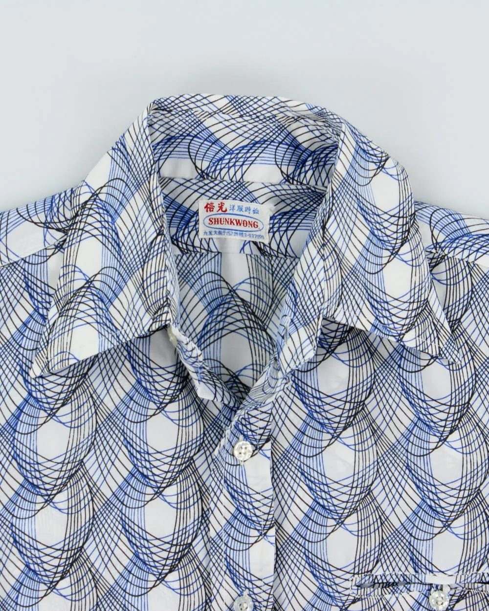 Vintage 1970s Shunkwong Geometric Pattern Long Sleeve Shirt - S sold by Rokit product image thumbnail 5