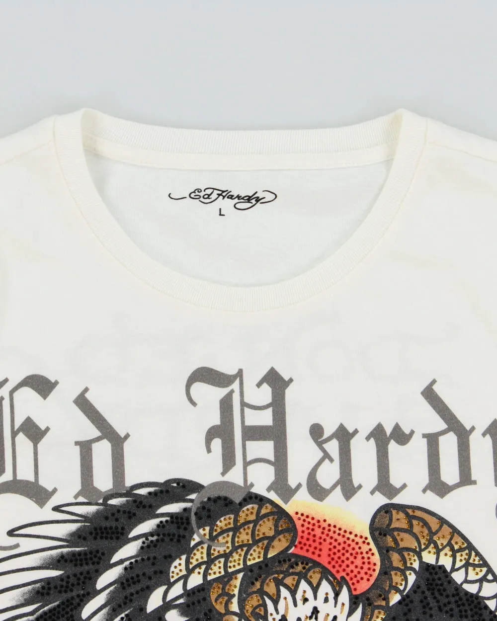 Ed Hardy Heavyweight Diamante Embellished Skull Graphic Crewneck T-Shirt - L sold by Rokit product image thumbnail 5