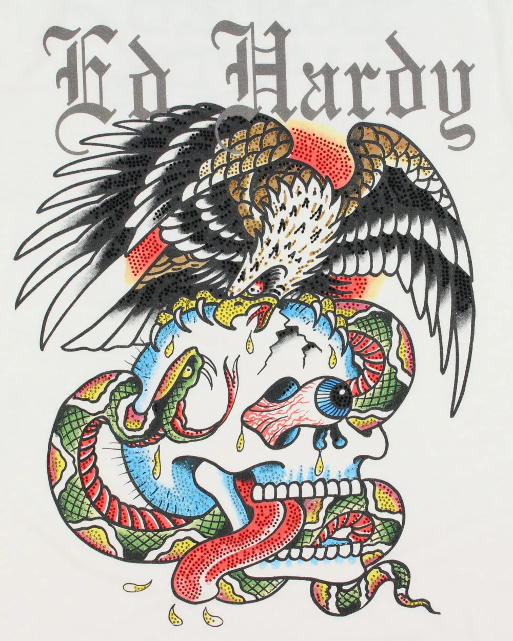 Ed Hardy Heavyweight Diamante Embellished Skull Graphic Crewneck T-Shirt - L sold by Rokit product image thumbnail 4