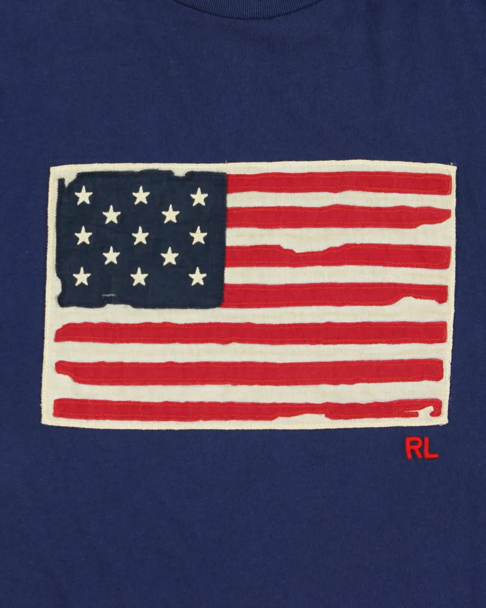 Vintage Polo Ralph Lauren Patch Embroidered USA Single Stitch Crewneck T-Shirt - L sold by Rokit product image thumbnail 4