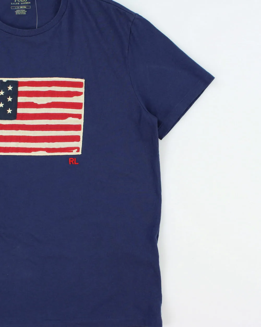 Vintage Polo Ralph Lauren Patch Embroidered USA Single Stitch Crewneck T-Shirt - L sold by Rokit product image thumbnail 3