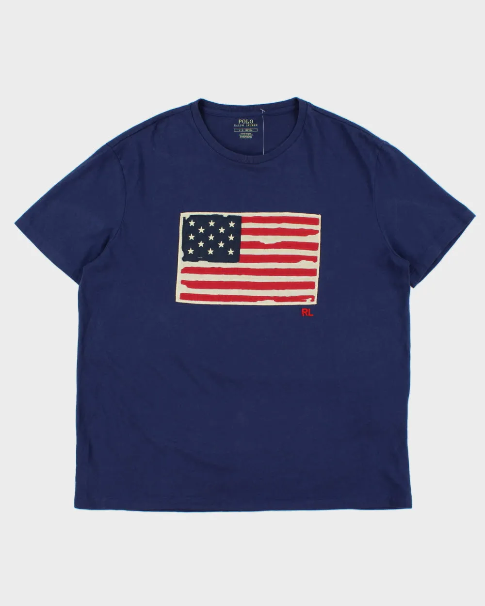 Vintage Polo Ralph Lauren Patch Embroidered USA Single Stitch Crewneck T-Shirt - L sold by Rokit