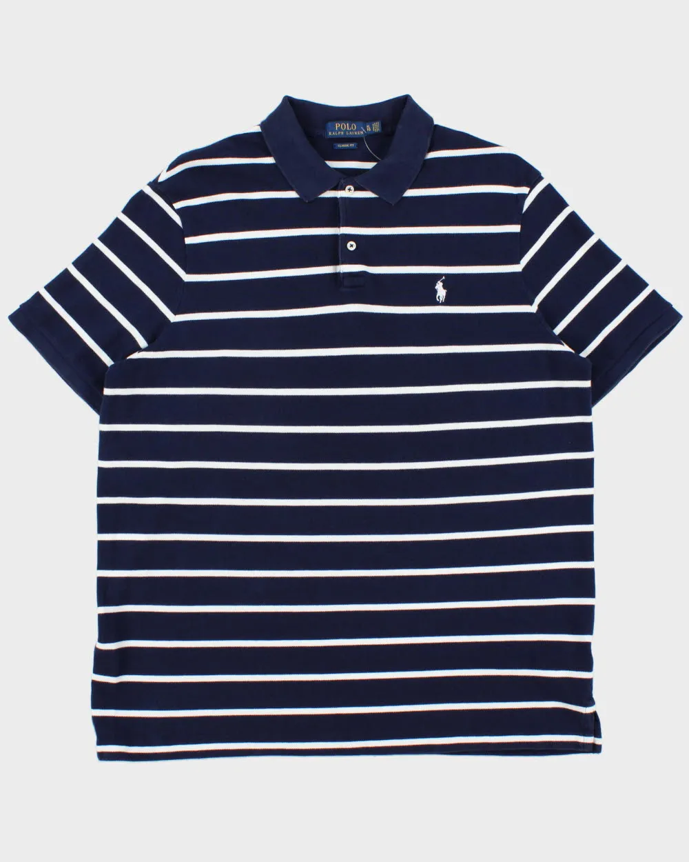 Vintage Polo Ralph Lauren Striped Classic Fit Short Sleeve Polo Shirt - XL sold by Rokit