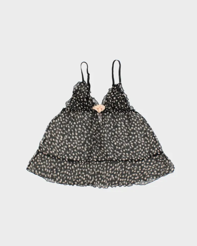 Vintage Y2k 2000s Blush Polka Dot Mesh Cami Top - S made by Rokit