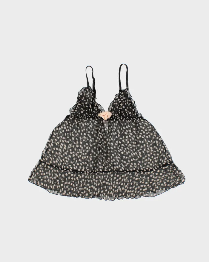 Vintage Y2k 2000s Blush Polka Dot Mesh Cami Top - S sold by Rokit