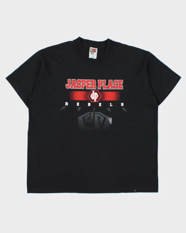 Vintage 1998 Jasper Place Ath. Rebels Heavyweight Single Stitch Made In Canada Crewneck T-Shirt - L made by Fruit of the Loom