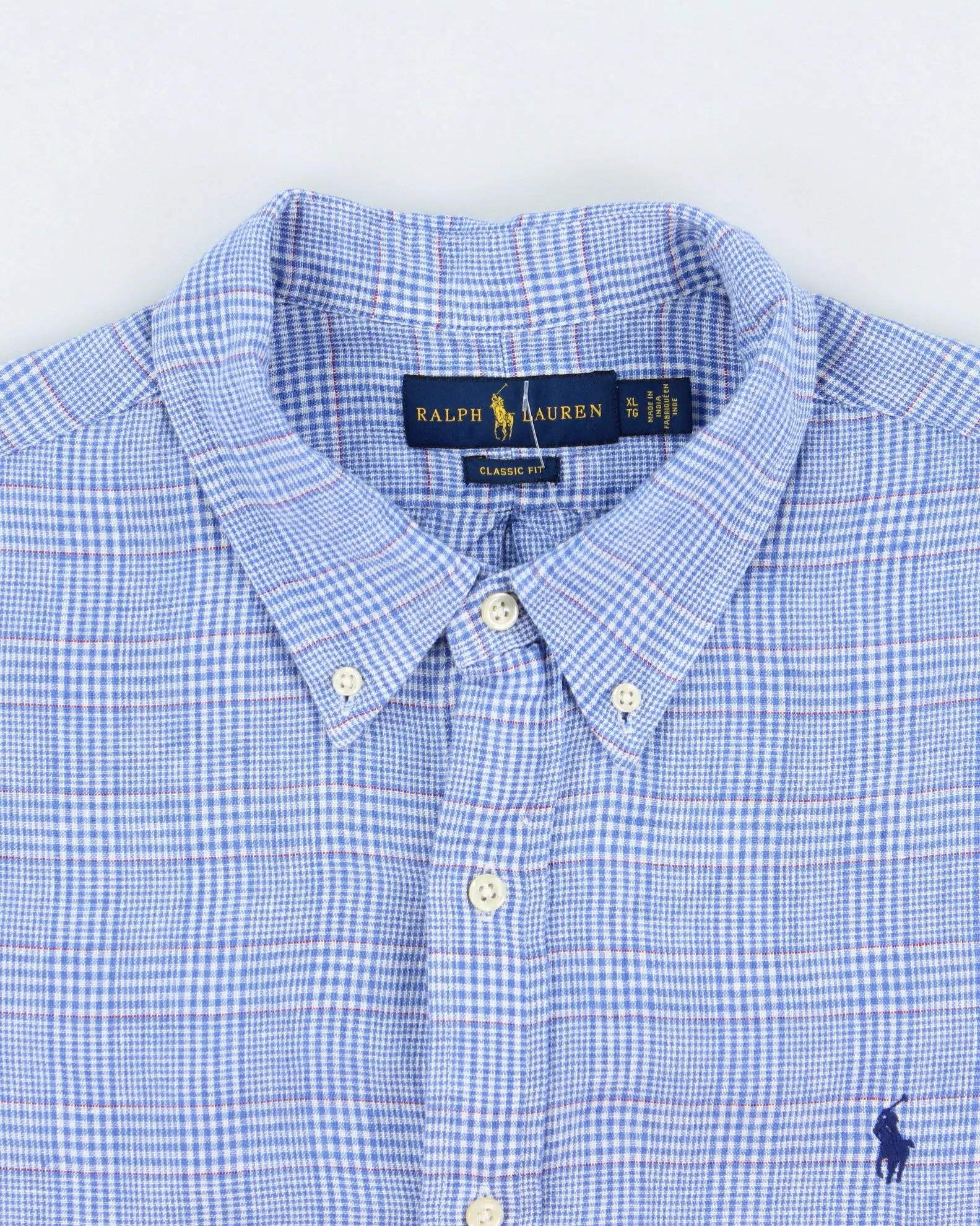 Vintage Ralph Lauren Houndstooth Gingham Linen Classic Fit Long Sleeve Shirt - XL sold by Rokit product image thumbnail 5