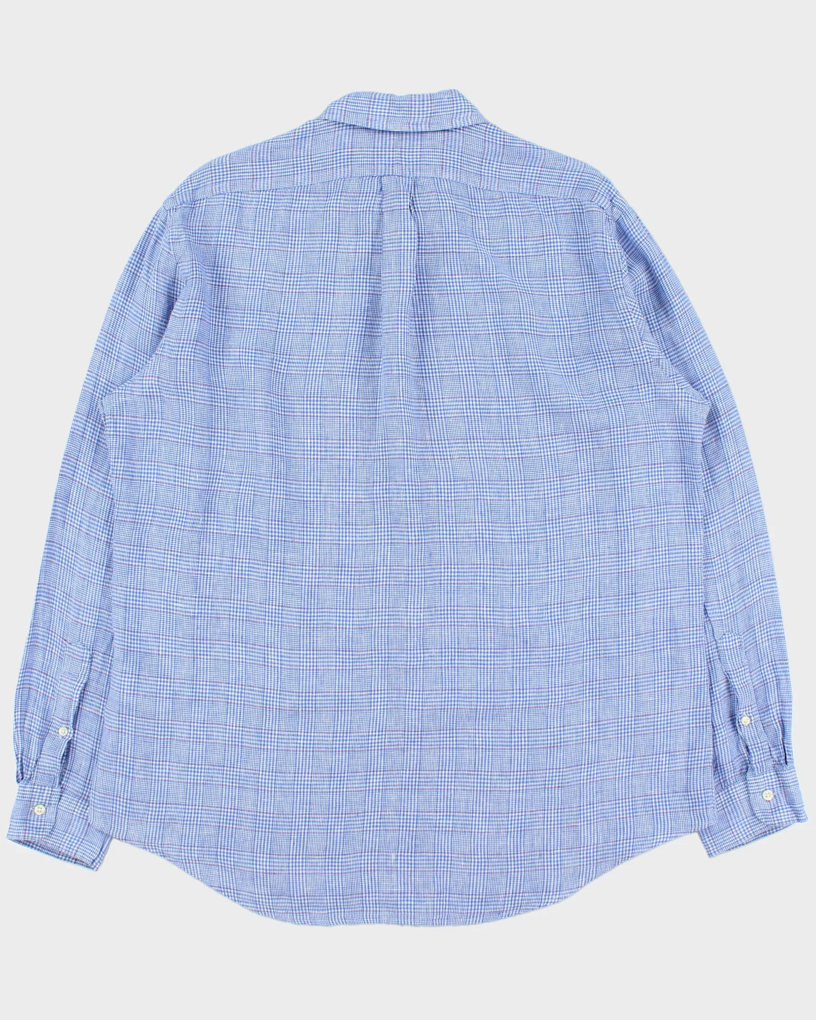 Vintage Ralph Lauren Houndstooth Gingham Linen Classic Fit Long Sleeve Shirt - XL sold by Rokit product image thumbnail 2