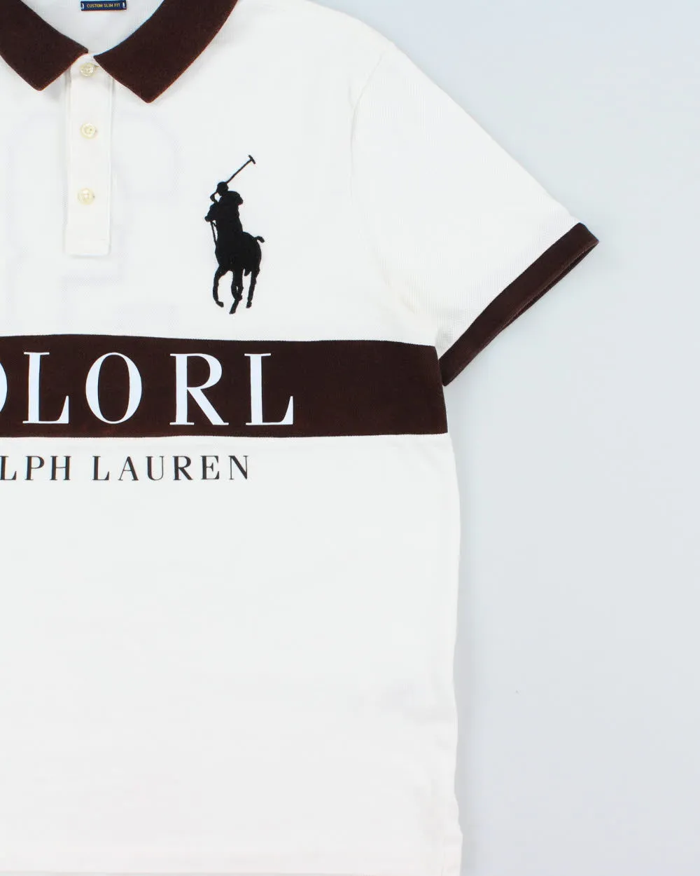 Vintage Polo Ralph Lauren Big Pony #3 Crest Spell Out Custom Slim Fit Short Sleeve Polo Shirt - L sold by Rokit product image thumbnail 3
