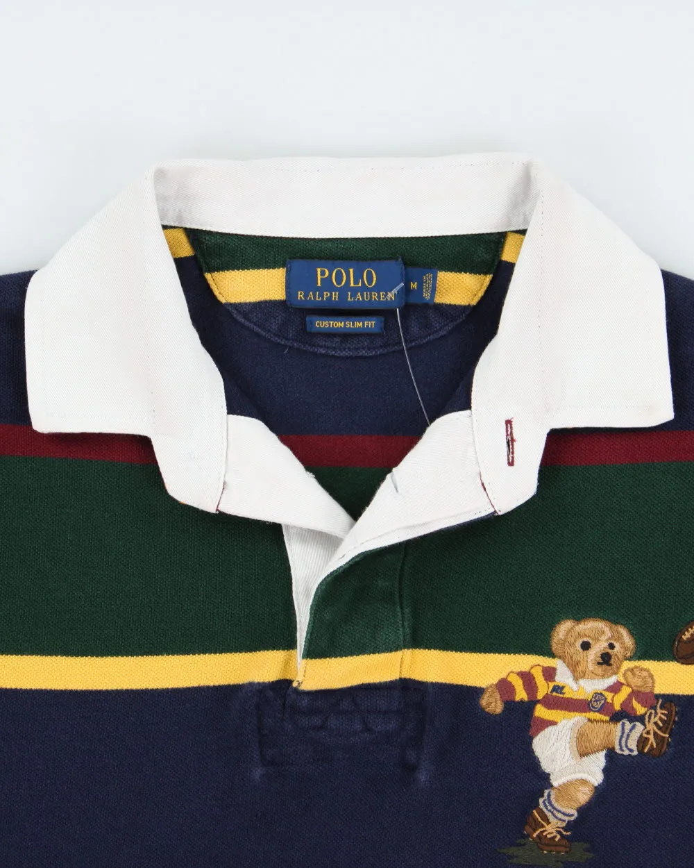 Vintage Polo Ralph Lauren Rugby Bear Striped Custom Slim Fit Short Sleeve Polo Shirt - M sold by Rokit product image thumbnail 5