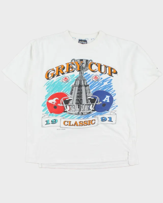 Vintage 1991 Grey Cup Classic Heavyweight Softwear Single Stitch Made In Canada Crewneck T-Shirt - M made by Rokit
