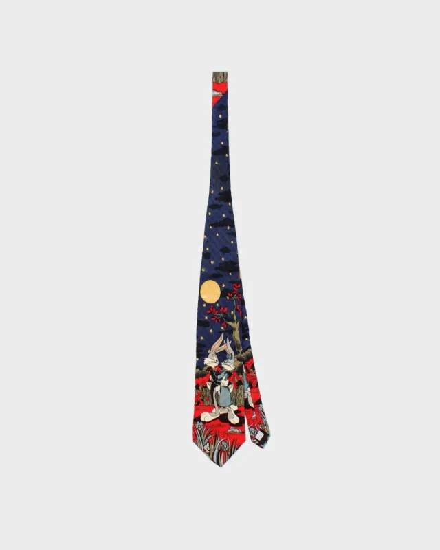 Vintage 1990s Looney Tunes Bugs & Lola Bunny Silk Tie made by Rokit
