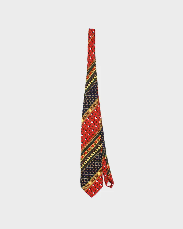 Vintage 1990s Moschino Paisley Pattern Yin-yang Smiley Face Silk Tie made by Moschino