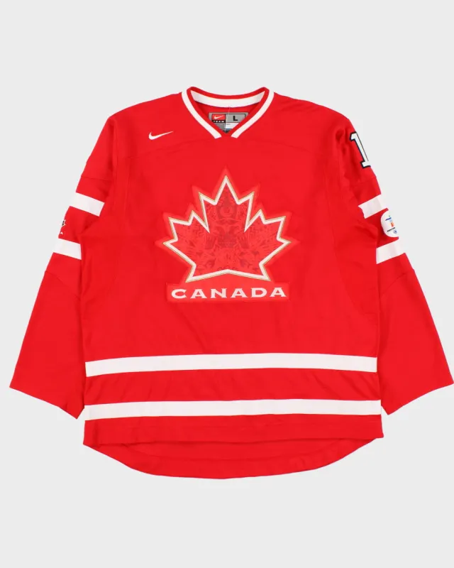 Vintage Nike Team Canada 2010 Vancouver Winter Olympics Robert Luongo #1 Long Sleeve Home Ice Hockey Jersey - L made by Nike