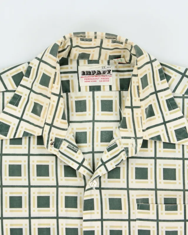Vintage 1970s Impact Block Patterned Perma Press Long Sleeve Shirt - L made by Rokit