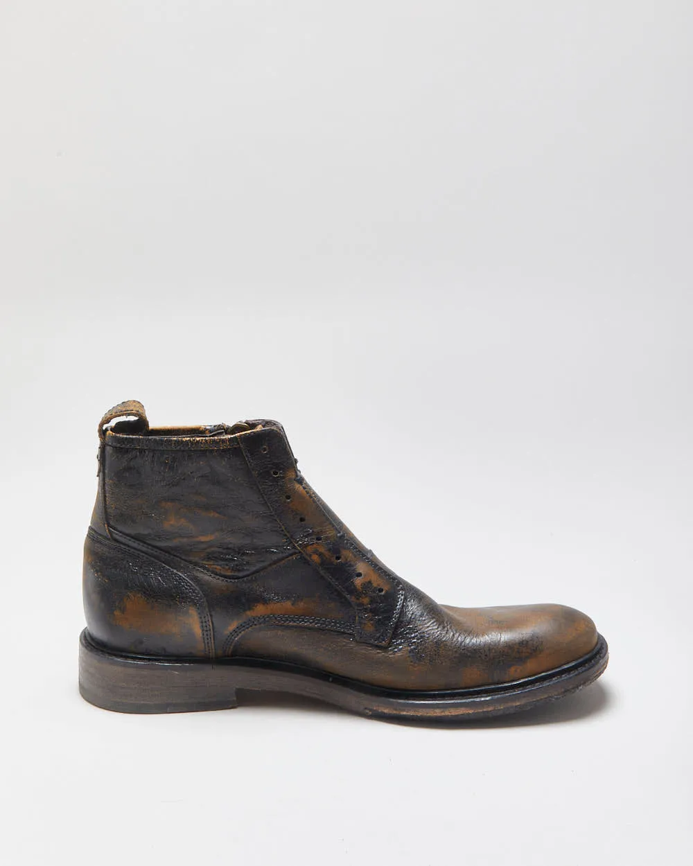 John Varatos U.S.A Laceless Leather Patina Biker Boots - UK7 sold by Rokit product image thumbnail 2